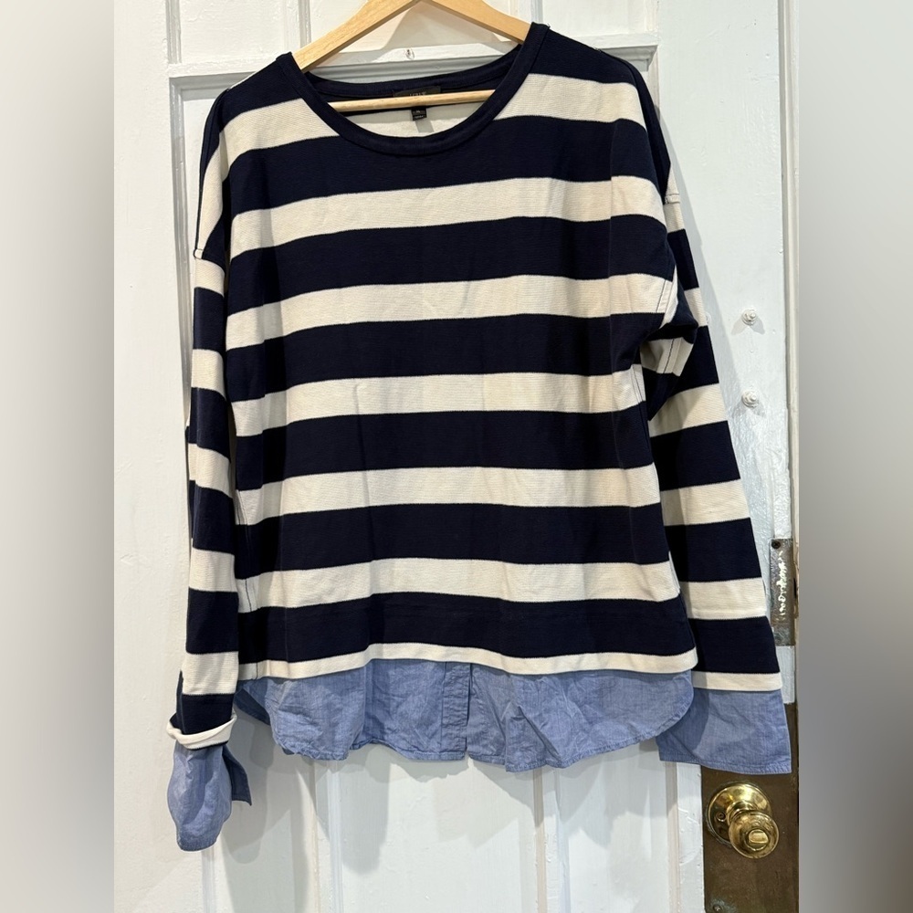 J. Crew Navy and Cream Striped Pullover